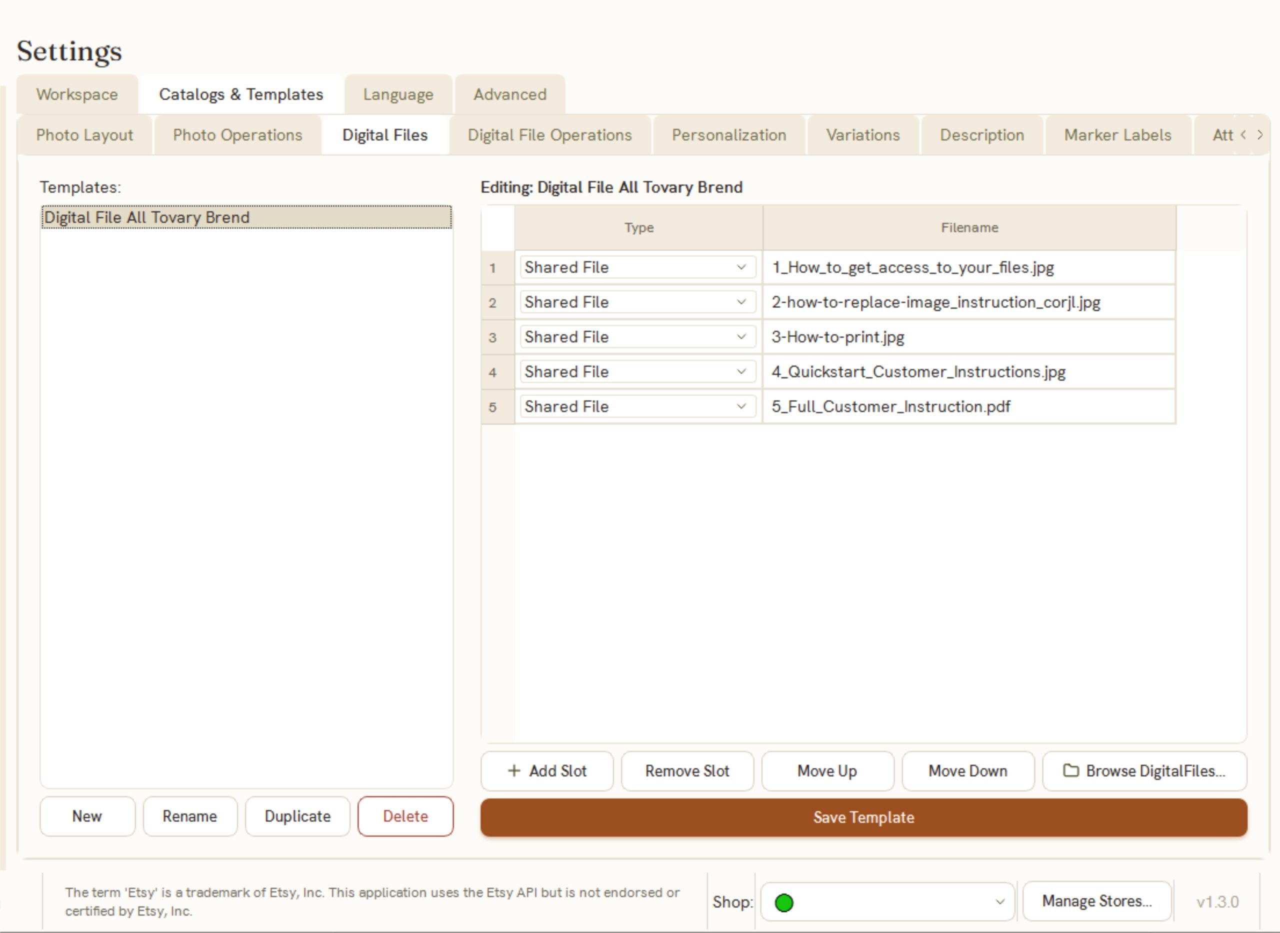 Golivo &mdash; Settings, Personalization templates